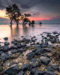 Scenic view of sea against sky during sunset