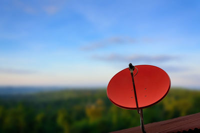 Close-up of a bird on roof against sky