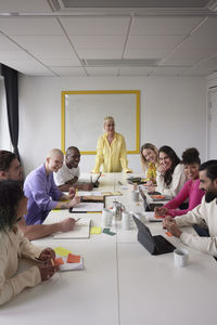 Diverse team having business meeting in conference room