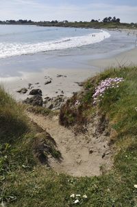 Scenic view of beach against sky