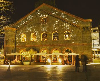 View of illuminated building at night