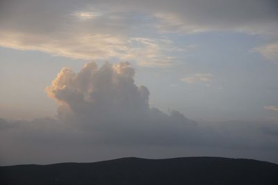 Low angle view of silhouette mountain against sky during sunset