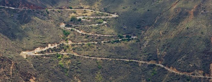 High angle view of road amidst mountains of chicamocha canyon