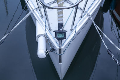 High angle view of yacht in sea