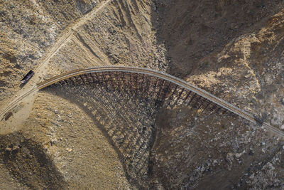 High angle view of rock on road