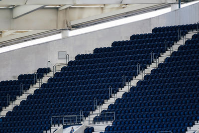 High angle view of empty seats in building