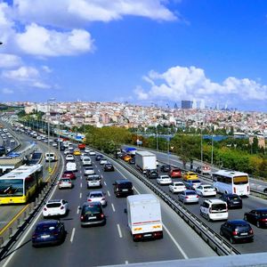 High angle view of traffic on road