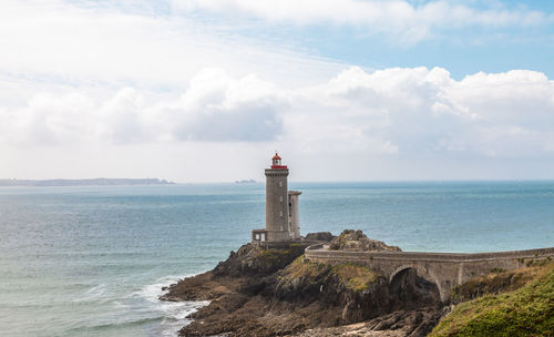 Panoramic view of the famous le petit minou lighthouse located in a scenic area of brittany