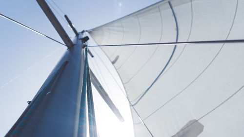 Low angle view of sailboat against sky