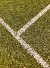 High angle view of soccer field