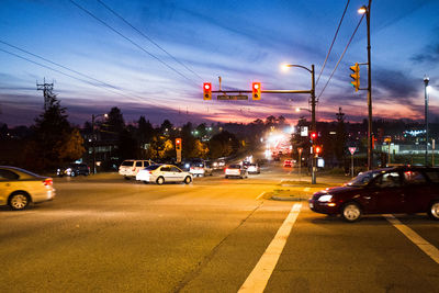 Traffic on road at night