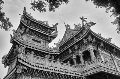 Low angle view of guandu temple against sky