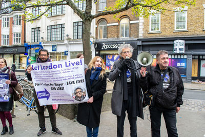 Group of people in front of building