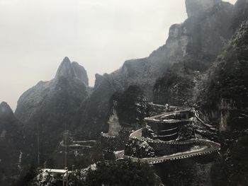 Panoramic view of mountain range against sky