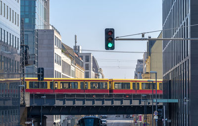 Low angle view of buildings against clear sky