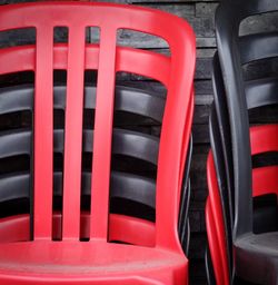 Close-up of red vintage car