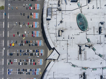 High angle view of cars in parking lot