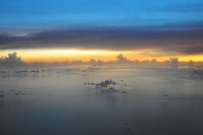 Scenic view of sea against sky at sunset