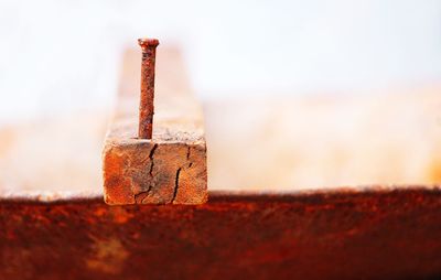 Close-up of rusty metal on wall