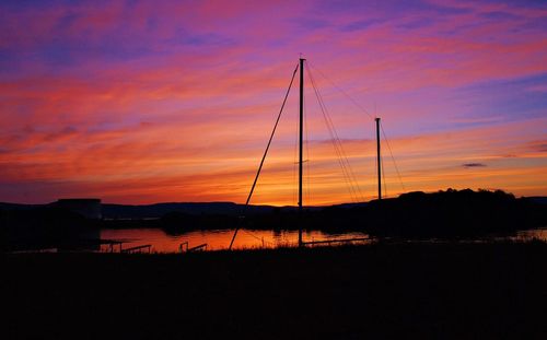 Silhouette landscape against sky during sunset