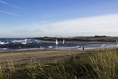 Scenic view of beach against sky