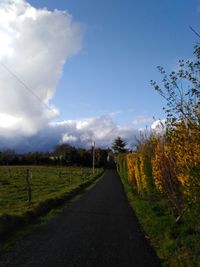 Road amidst field against sky