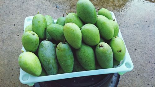 High angle view of fruits in container