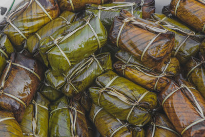 High angle view of food for sale at market stall