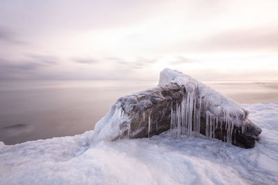 Scenic view of frozen sea against sky