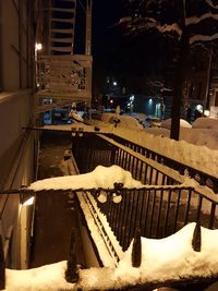 High angle view of railroad station platform during winter