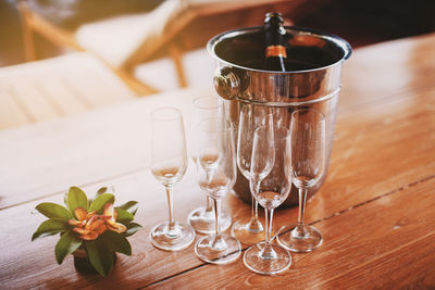 Close-up of wine glass on table