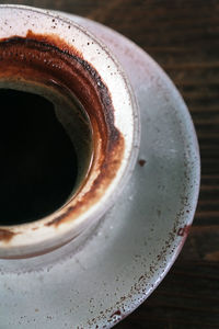High angle view of coffee on table