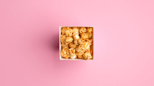 Directly above shot of bread against gray background