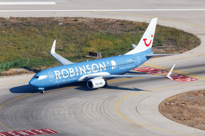 View of airplane on airport runway