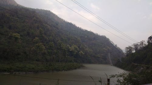 Electricity pylon on mountain