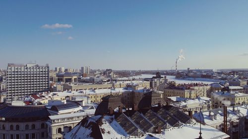 High angle view of cityscape against sky