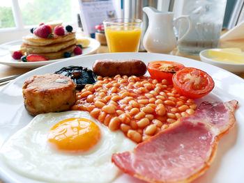 Close-up of food in plate on table