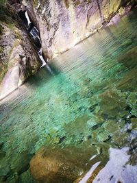 High angle view of flowing water