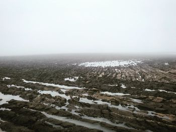 Scenic view of snow covered landscape against sky