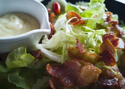 Close-up of food served in plate