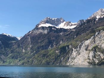 Scenic view of mountains against clear sky