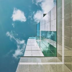 Low angle view of modern building against clear sky