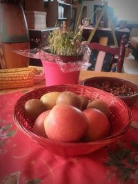 Fruits in plate on table