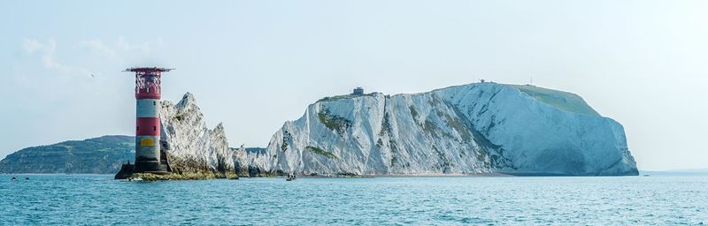 Panoramic view of sea against clear sky