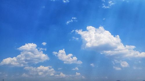 Low angle view of clouds in blue sky