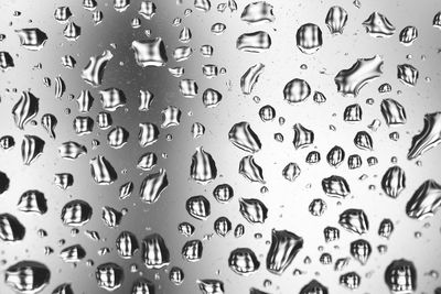 Full frame shot of raindrops on glass window