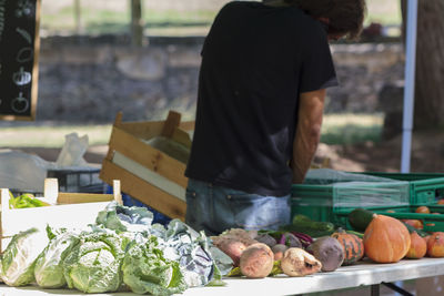 Vegetables on stall at outdoor market