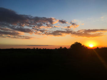 Scenic view of landscape against sky at sunset