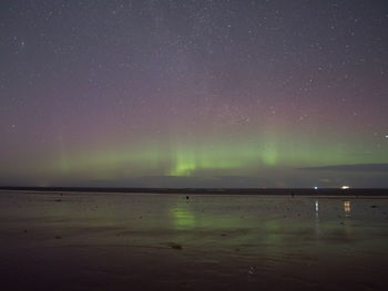 Scenic view of sea against sky at night