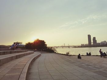 View of city at sunset